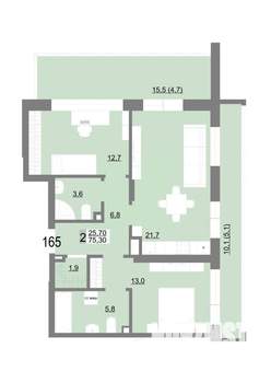 2-к квартира, вторичка, 75м2, 2/25 этаж