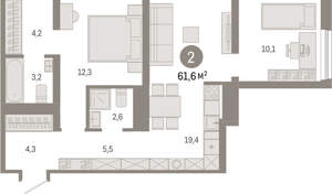 2-к квартира, вторичка, 62м2, 4/8 этаж