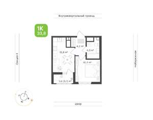 1-к квартира, вторичка, 34м2, 22/24 этаж