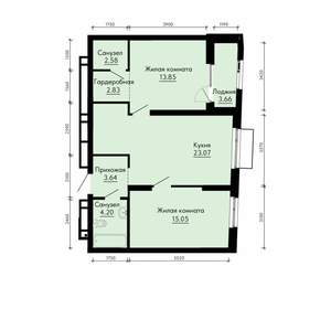 2-к квартира, вторичка, 67м2, 23/30 этаж