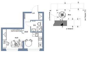 Студия квартира, строящийся дом, 26м2, 13/24 этаж