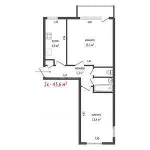 2-к квартира, вторичка, 44м2, 5/5 этаж