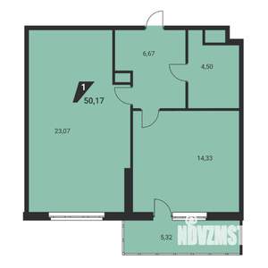 1-к квартира, вторичка, 50м2, 16/25 этаж