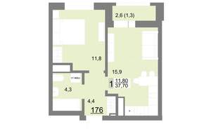 1-к квартира, вторичка, 38м2, 21/26 этаж