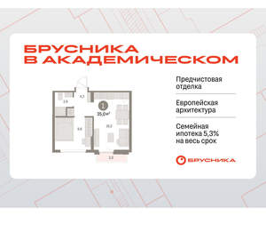 1-к квартира, вторичка, 35м2, 9/9 этаж