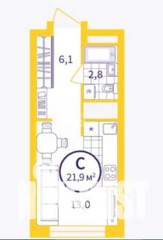 Студия квартира, вторичка, 24м2, 24/24 этаж