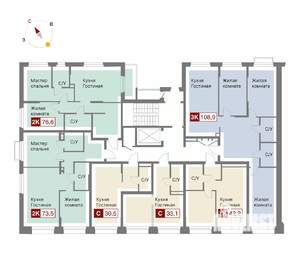 2-к квартира, вторичка, 74м2, 2/8 этаж