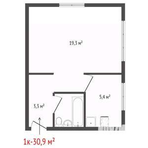 1-к квартира, вторичка, 30м2, 2/5 этаж