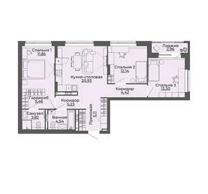3-к квартира, вторичка, 89м2, 8/29 этаж