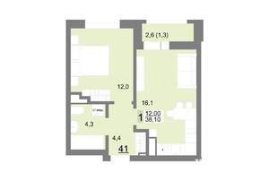 1-к квартира, вторичка, 38м2, 6/26 этаж