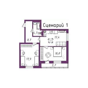 2-к квартира, вторичка, 71м2, 9/20 этаж