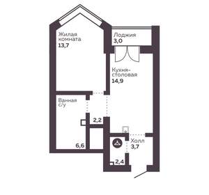 1-к квартира, вторичка, 44м2, 6/30 этаж
