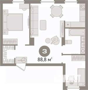 3-к квартира, вторичка, 89м2, 1/4 этаж