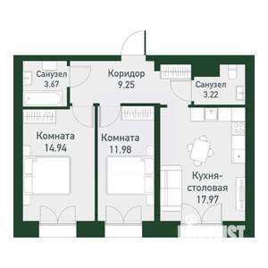 2-к квартира, вторичка, 60м2, 3/4 этаж