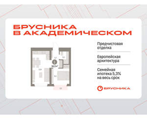 1-к квартира, вторичка, 38м2, 5/9 этаж