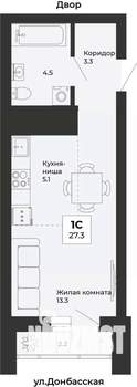 Студия квартира, строящийся дом, 27м2, 25/25 этаж