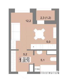 1-к квартира, вторичка, 29м2, 21/25 этаж