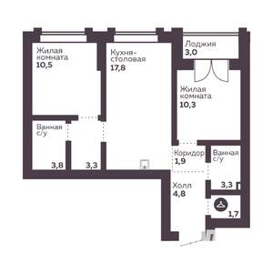2-к квартира, вторичка, 57м2, 11/30 этаж