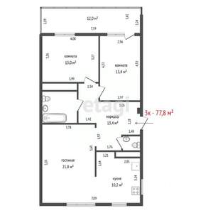3-к квартира, вторичка, 78м2, 5/16 этаж