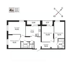 4-к квартира, вторичка, 103м2, 4/21 этаж