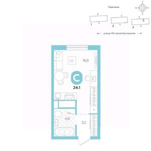 Студия квартира, вторичка, 24м2, 3/16 этаж