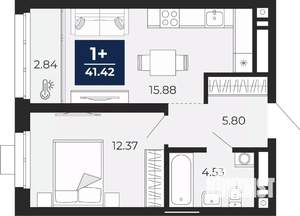 1-к квартира, вторичка, 41м2, 11/16 этаж