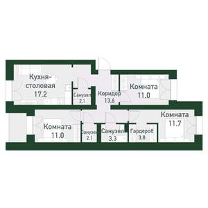 3-к квартира, вторичка, 74м2, 1/4 этаж