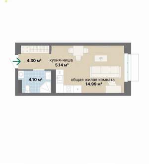 Студия квартира, вторичка, 29м2, 4/26 этаж