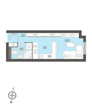 Студия квартира, вторичка, 25м2, 12/32 этаж