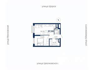 1-к квартира, вторичка, 37м2, 30/33 этаж