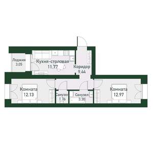 2-к квартира, вторичка, 53м2, 3/4 этаж