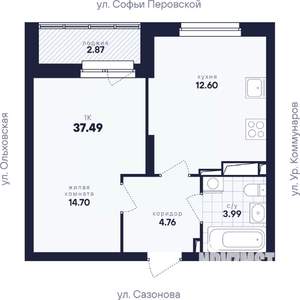 1-к квартира, вторичка, 37м2, 9/17 этаж