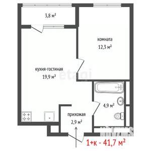 1-к квартира, вторичка, 42м2, 2/27 этаж