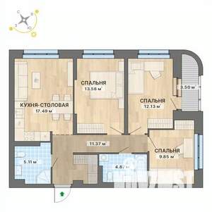 3-к квартира, вторичка, 78м2, 2/25 этаж