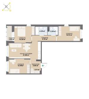 3-к квартира, строящийся дом, 85м2, 5/9 этаж