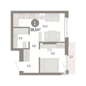 1-к квартира, вторичка, 37м2, 4/25 этаж