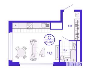 Студия квартира, вторичка, 29м2, 28/28 этаж