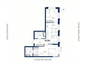 2-к квартира, вторичка, 68м2, 11/20 этаж
