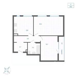 2-к квартира, вторичка, 69м2, 10/10 этаж