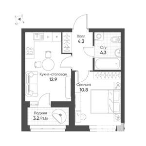 1-к квартира, вторичка, 34м2, 15/16 этаж