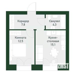 1-к квартира, вторичка, 40м2, 1/4 этаж