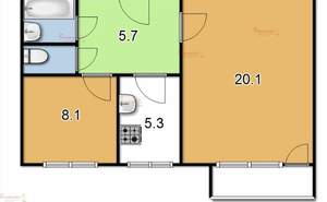 2-к квартира, вторичка, 43м2, 6/9 этаж