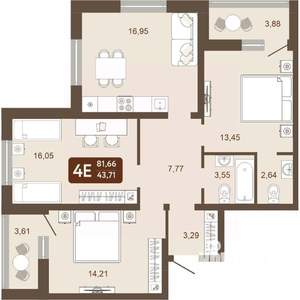 4-к квартира, вторичка, 82м2, 24/24 этаж