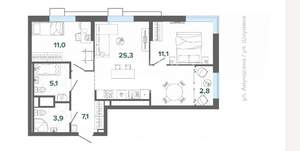 2-к квартира, вторичка, 66м2, 2/31 этаж
