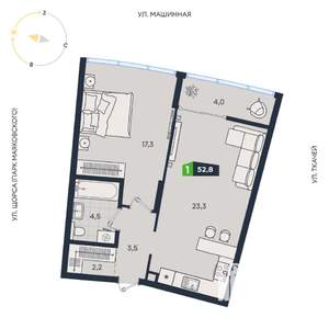 1-к квартира, вторичка, 53м2, 2/30 этаж