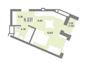 Студия квартира, вторичка, 30м2, 21/22 этаж