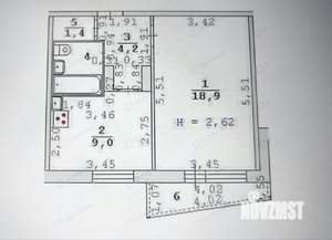 1-к квартира, вторичка, 37м2, 2/9 этаж