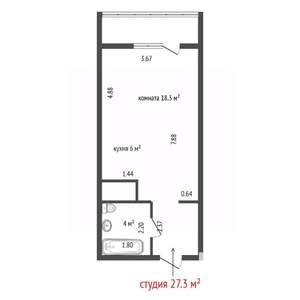 Студия квартира, вторичка, 27м2, 7/28 этаж