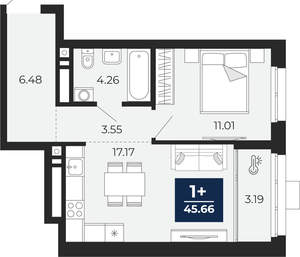 1-к квартира, вторичка, 46м2, 13/30 этаж