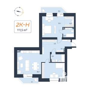 2-к квартира, вторичка, 111м2, 4/17 этаж